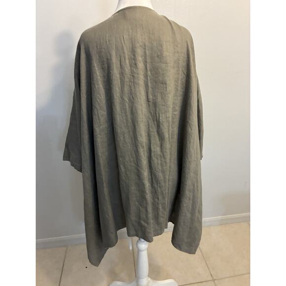100% Linen Kimono Cardigan Gray Minimalist Oversized Womens Open Front USA OS - Picture 9 of 11